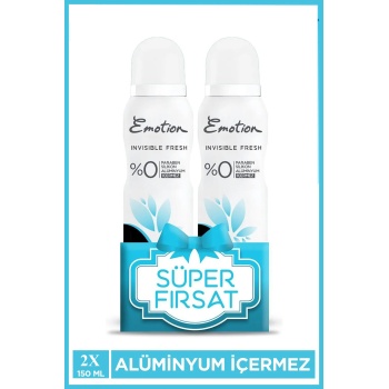 2 Adet Emotion Invisible Fresh Black & White Kadın Deodorant 150ml Vegan, Leke Bırakmaz