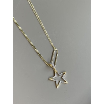 Taşlı Yıldız Kolye - Altın