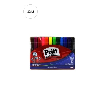 12 li Pritt Jumbo Yuvarlak Uç Keçeli Kalem - 12 Renk