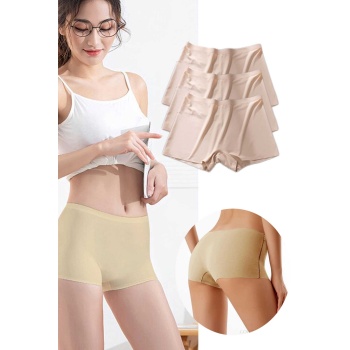 3 Adet Kadın Dikişsiz Görünmez İz Yapmaz Mini Şort Boxer Ten