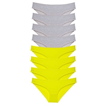 8 adet Süper Eko Set Likralı Kadın Slip Külot Sarı Gri