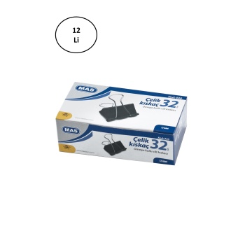 Mas Omega Çelik Kıskaç Siyah 32 mm 12li