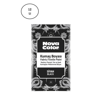 Nova Color 12 Gr Toz Kumaş Boyası Siyah Nc-904 12li