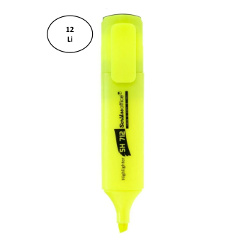 Scrikss Fosforlu Kalem (işaret Kalemi) Kesik Uc Sarı (12 Li Paket)