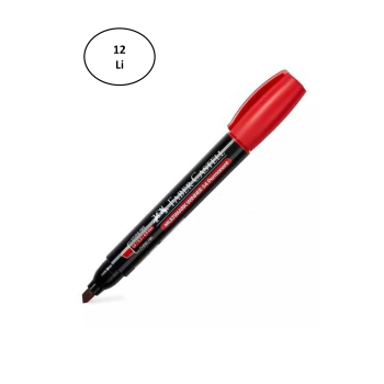 Faber Castell Permanent Markör 54 Kesik Uç Kırmızı Kalem 12li