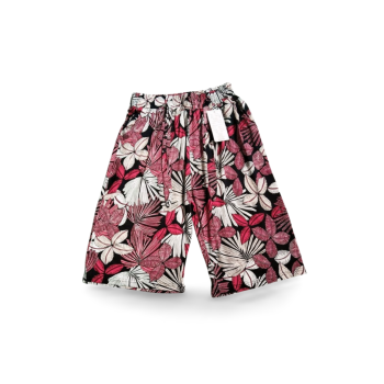 Dökümlü Desenli Yumuşak Viskon Kumaş Battal Beli Lastikli Kadın Jumbo Kapri Desen 3