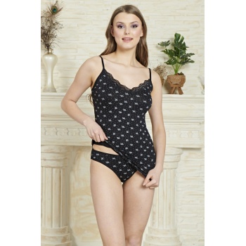 Kadın Şık Rahat Yazlık Mevsimlik Penye Atlet Külot Takım Pijama 5929 - Royaleks