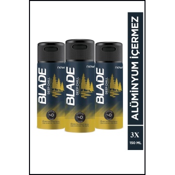 3 Adet Blade Deep Chill Erkek Deodorant 150 Ml Hızlı Kurur, Leke Bırakmaz