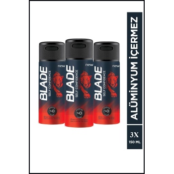 3 Adet Blade Self Confidence Erkek Deodorant 150 Ml Hızlı Kurur, Leke Bırakmaz