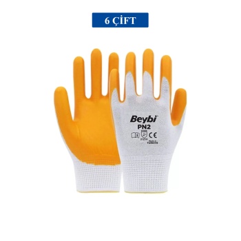 Pn2 Sarı Iş Eldiveni Polyester No:10 Örme Nitril Beybi Royaleks Group - 6 Çift