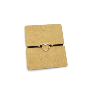 Halka Kalp İp Bileklik - Siyah