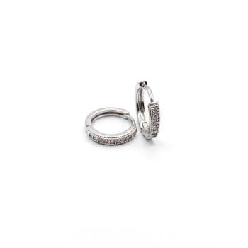 Taşlı Halka Küpe - Gümüş