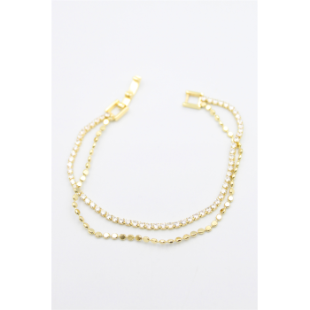 Su Yolu Ezme Zincir Bileklik - Altın