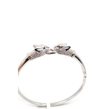 Zirkon Taşlı Leopar Bilezik - Gümüş