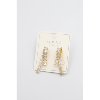 Baget Taşlı Küpe - Altın