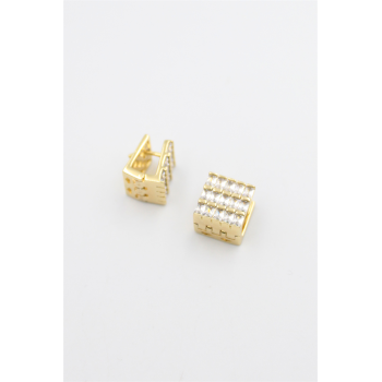 Kare Taşlı Küpe - Altın