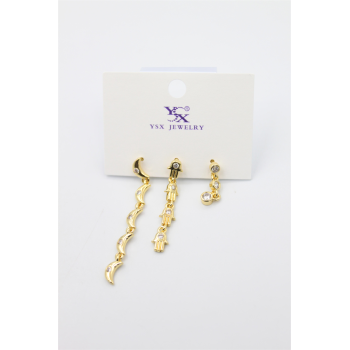 3lü Ay Küpe - Altın