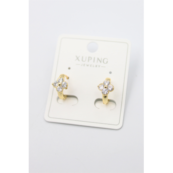 Taşlı Halka Küpe - Altın