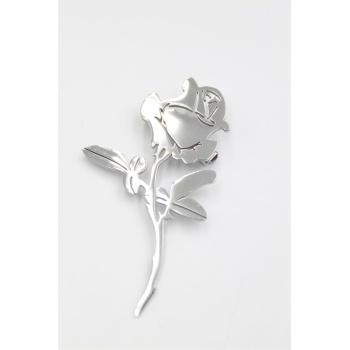 Çelik Gül Broş - Gümüş