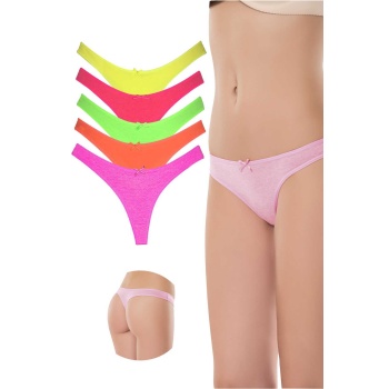5 Adet Pamuklu Kadın Klasik Tanga Neon Renkler