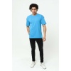 Walk By Faith Baskılı Mavi Erkek Oversize T-Shirt