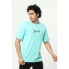 Su Yeşili The End Nakış 3 Boyut Baskılı Erkek Oversize T-Shirt