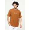 Kahve The End Nakış 3 Boyut Baskılı Erkek Oversize T-Shirt