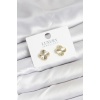 Pirinç Gold Renk Tekli Yonca Kadın Küpe - TJ-BKP11232