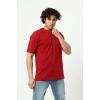 Bordo Erkek Basic Oversize Bisiklet Yaka Kısa Kollu T-Shirt