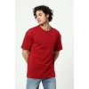 Bordo Erkek Basic Oversize Bisiklet Yaka Kısa Kollu T-Shirt