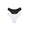 2 Adet Kadın Mikro Bikini Külot İnce Lastik FırFır Kenarlı Yumuşak Doku İç Giyim Siyah Beyaz