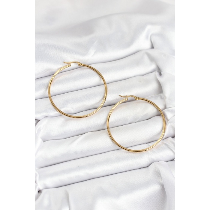 316L Çelik Gold Renk 45 mm Halka Kadın Küpe - TJ-BKP11227