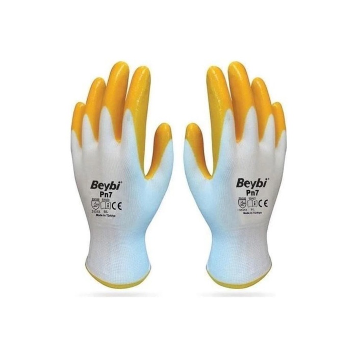 Pn7 Sarı Iş Eldiveni Polyester Örme Nitril Beybi No:10 Royaleks Group - 1 Çift
