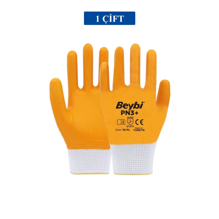 Pn3+ Sarı Iş Eldiveni Polyester Örme Nitril Beybi No:10 Royaleks Group - 1 Çift