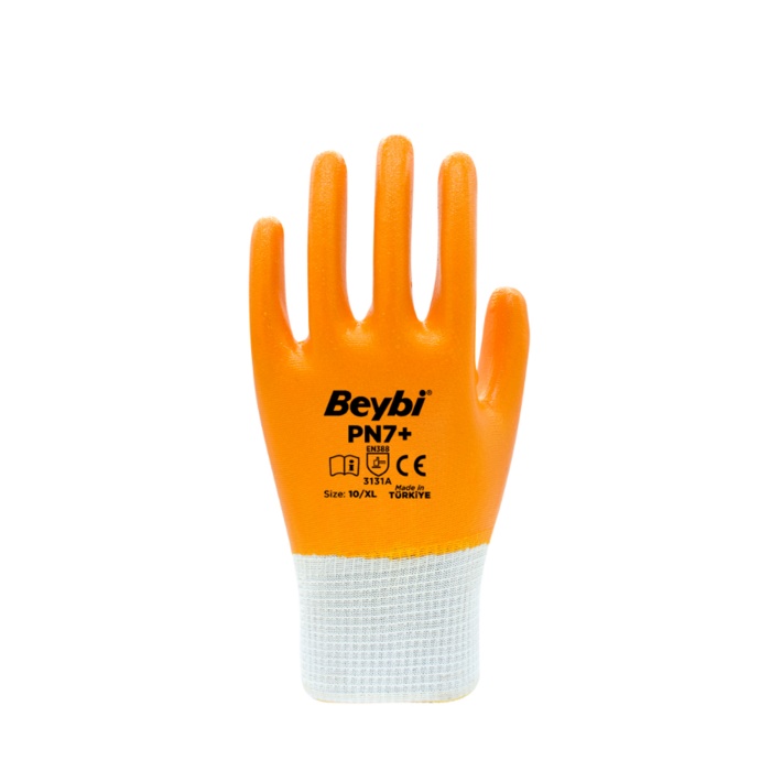 Pn7+ Sarı Iş Eldiveni Polyester Örme Nitril Beybi No:10 Royaleks Group - 6 Çift