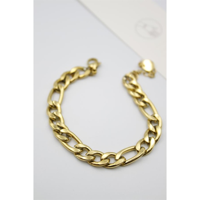 Ezme Zincir Çelik Bileklik - Altın