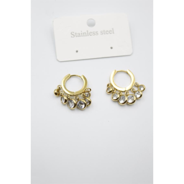 Çelik Taşlı Shakira Küpe - Altın