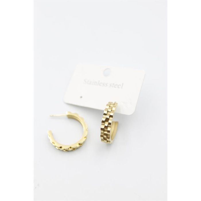 Tırtıklı Halka Küpe - Altın