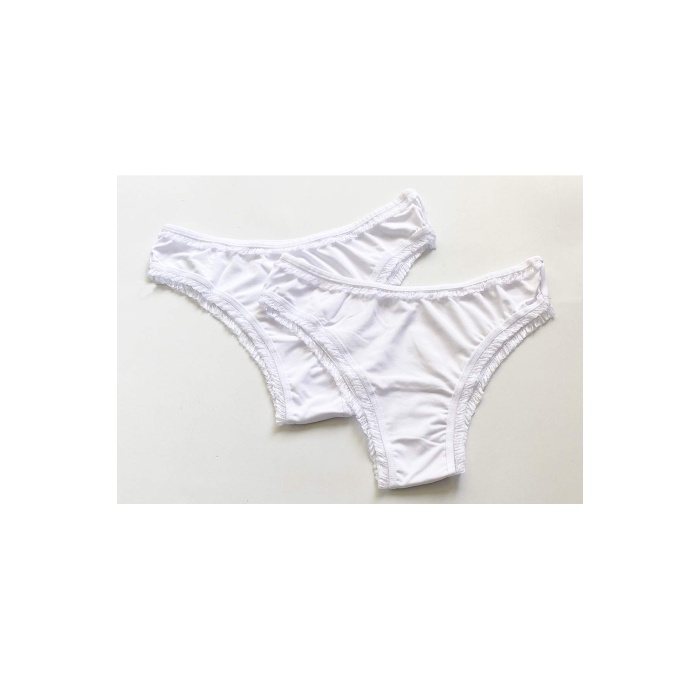 2 Adet Kadın Mikro Bikini Külot İnce Lastik FırFır Kenarlı Yumuşak Doku İç Giyim Beyaz