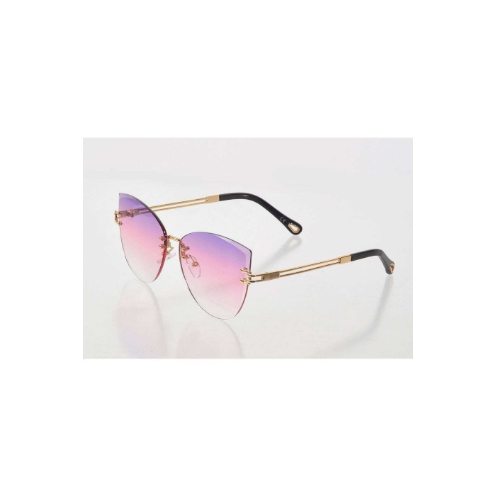 Kadın Lüks Eflatun Renkli Cam Güneş Gözlüğü - Moda Gözlük
