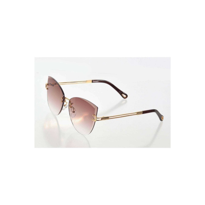 Kadın Lüks Kehverengi Renkli Cam Güneş Gözlüğü - Moda Gözlük