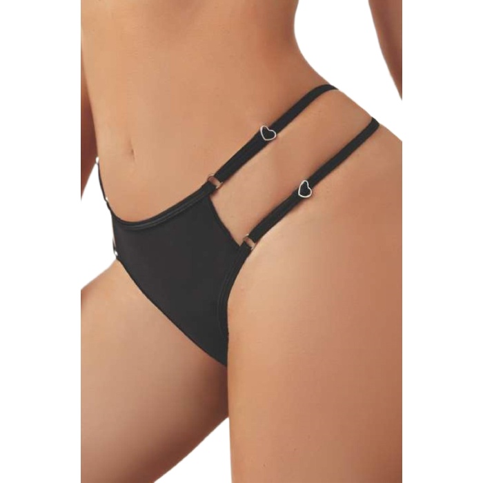 Kadın Fantezi İç Giyim Tanga Külot Perfect Fall D253 Siyah