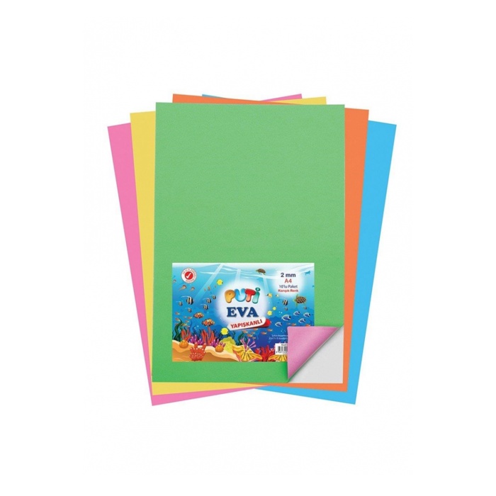 Puti Eva Yapışkanlı A4 Ebat 10lu Karışık Renk VİVA.1123