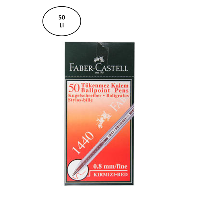Faber Castell FC 1440 Tükenmez Kalem 0.8 Mm 50li Kırmızı