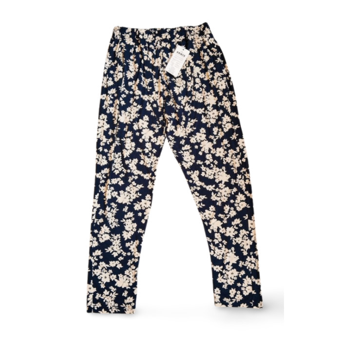 Desenli Yumuşak Viskon Kumaş Battal Beli Lastikli Kadın Jumbo Uzun Tayt Pantolon Desen 5