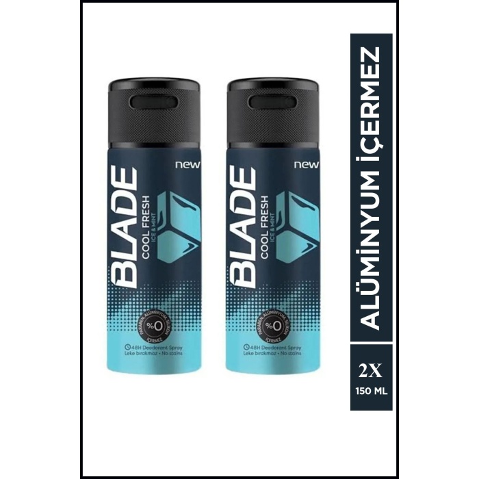 2 Adet Blade Cool Fresh Erkek Deodorant 150 Ml Hızlı Kurur Leke Bırakmaz