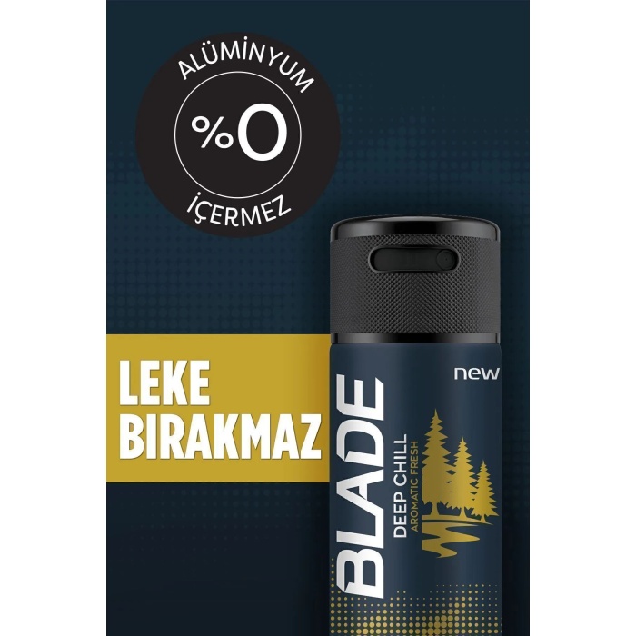 2 Adet Blade Deep Chill Erkek Deodorant 150 Ml Hızlı Kurur, Leke Bırakmaz