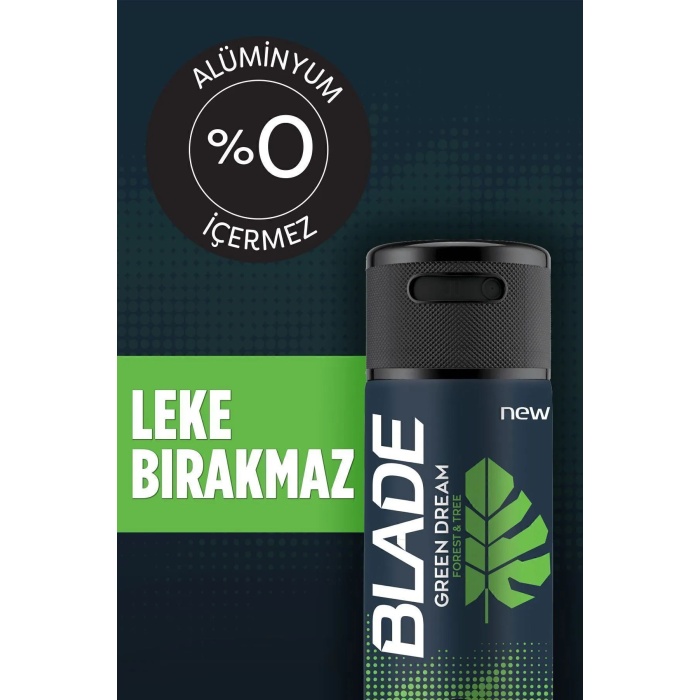 2 Adet Blade Green Dream Erkek Deodorant 150 Ml Hızlı Kurur, Leke Bırakmaz