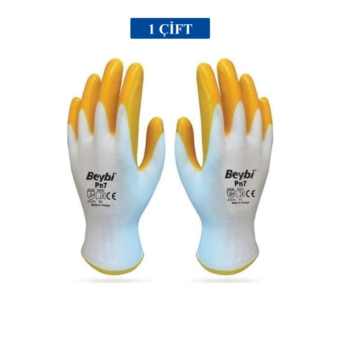 Pn7 Sarı Iş Eldiveni Polyester Örme Nitril Beybi No:10 Royaleks Group - 1 Çift