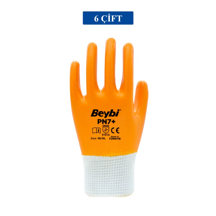 Pn7+ Sarı Iş Eldiveni Polyester Örme Nitril Beybi No:10 Royaleks Group - 6 Çift